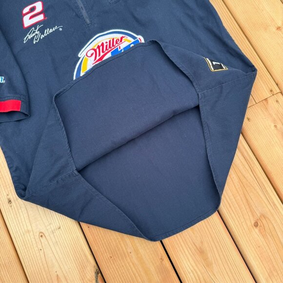Vintage NASCAR Rusty Wallace #2 Short Sleeve Shirt Embroidered CHASE Blue Large - Picture 8 of 8